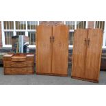 Walnut 3pc bedroom suite from Tylers ltd, Stroud Condition report: see terms and conditions