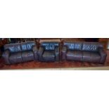 Leather 'Samson' three piece lounge suite complete with three seater settee, two seater settee and