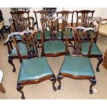 Nine reproduction Chippendale style dining chairs (5+4). This lot is subject to VAT. Condition