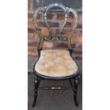 Victorian mother-of-pearl inlaid bedroom chair. Condition report: see terms and conditions