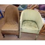 Lloyd Loom bedroom chairs and Lloyd Loom style chair Condition report: see terms and conditions