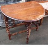 Oak barley-twist gate-leg table. Condition report: see terms and conditions