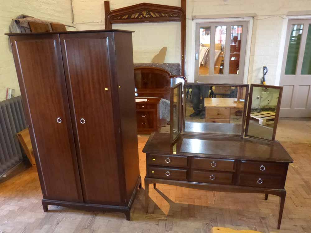 Stag 2 door wardrobe and dressing table with triple mirror Condition report: see terms and