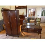 Stag 2 door wardrobe and dressing table with triple mirror Condition report: see terms and