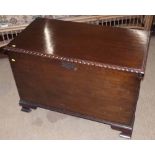 Reproduction mahogany blanket chest on cree feet with rope edge and brass carrying handle