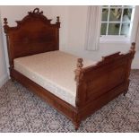 French 4'6" bedstead complete with mattress. Condition report: see terms and conditions
