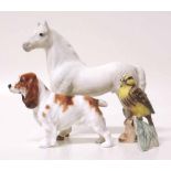 Royal Doulton Spaniel, Beswick Welsh pony and a Goebel bird. Condition report: see terms and