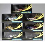 Seven boxed Scalextric cars to include two Subaru Impretzas C.2257 and C.2256, Ford Mondeo C.2172,