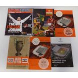 Six Manchester United European programmes, F.K. Sarajevo (1967), Tottenham (1963), Benfica (1960),