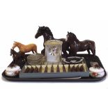 2 Beswick horses and 2 ponys and 2 Royal Albert Lidden dishes etc Condition report: see terms and