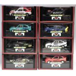 Eight Scalextric Magnatraction boxed cars, to include Barry Squibb's Scalextric Xtrac C.471, Ford