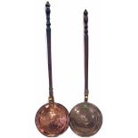 Two copper warming pans. Condition report: see terms and conditions