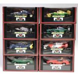 Eight Scalextric boxed Magnatraction cars, to include two Aston Martins in green and red C.289,