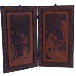 Pair of carved oriental panels. Condition report: see terms and conditions