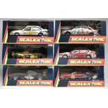 Six Scalextric boxed cars, to include McLaren West C.2124, Jordan F1 C.2126, two Vauxhall Vectras