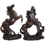 Two modern resin horse figure groups Condition report: see terms and conditions