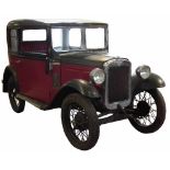 1934 Austin 7 Box Saloon, partly restored 'barn find', in need of finishing, painted maroon and