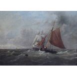 British School, 19th century, Maritime scene with two sailing vessels, oil on canvas, 23.5 x