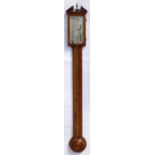 Mahogany stick barometer signed Ponisi & Bertolli, Falmouth, early 19th century, the silvered