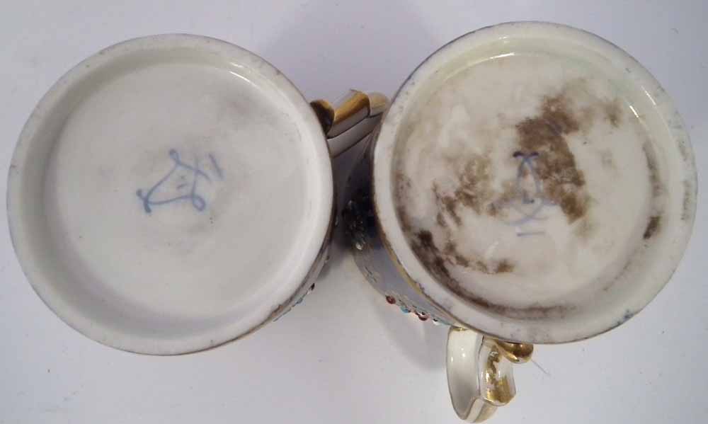 Two Sevres coffee cans and saucers, painted with floral sprays and figures within landscapes, - Image 15 of 15