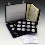 Thirty-six Westminster proof silver (925) crown sized coins commemorating the Trafalgar