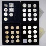 Cased set of 12 fine silver coins of Australia also three Canadian silver proof dollars; USA