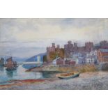 Peter Ghent (1856-1911), "Conway Castle", signed, watercolour, 33.5 x 52.5cm.; 13.25 x 20.75in.