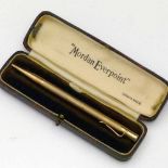 Mordan Everpoint 9ct gold sleeved propelling pencil, hallmark London 1938, the shaft engraved with a