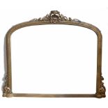 Late 19th century over mantel mirror, the arch glass in gesso frame, moulded decoration 133cm (