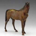 Franz Bergman cold painted bronze study of an unbridled standing horse, vase mark and other