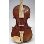 Baroque violin by A.E. Fowler, with flamed maple inlaid fingerboard and tailpiece, label dated 2015,