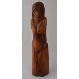 Geoffrey Key (1941-), Female figure, wooden sculpture, height 99cm.; 39in. Artists' Resale Right ("