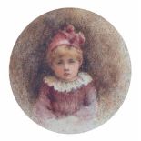 Maude Goodman (1860-1938), Portrait of a girl, signed, tondo, watercolour, diameter 9cm.; 3.5in.