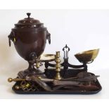 Copper samovar, brass sales and other metal ware Condition report: see terms and conditions