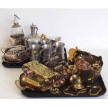 Collection of Pewter, brass and silver plated ware Condition report: see terms and conditions