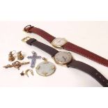 9 ct gold cased 'visable' man's wristwatch and a rotary gold cased man's watch; also an assortment