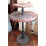 Circular two tier pub table on cast iron base Condition report: see terms and conditions