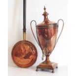 Regency copper samovar and warming pan Condition report: see terms and conditions