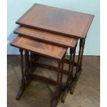 Nest of three mahogany and cross banded tables. Condition report: see terms and conditions