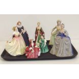 Three Franklin Mint porcelain ladies and three Royal Doulton ladies Condition report: see terms