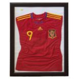 Adidas Spain football shirt 'Plus Ultra' no 9, signed Fernando Torres 59cmx78cm Condition report: