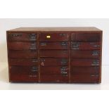 Small chest of 18 drawers containing fossils ands minerals etc Condition report: see terms and