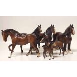 Six Beswick and Royal Doulton horses. Condition report: see terms and conditions