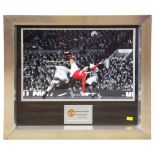 Framed Wayne Rooney action photograph, United v City autographs, 49x44cm, c/w certificate by