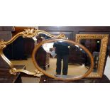 2 gilt framed wall mirrors and oak ditto Condition report: see terms and conditions