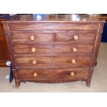 19th century mahogany chest of two short and three long drawers. Condition report: see terms and