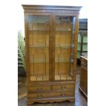 Yew wood glass cabinet Condition report: see terms and conditions