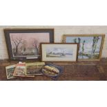 Helen Bradley framed print, 4 associated books 'In The Beinning' 'Miss Carter Came With Us' and '