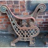 Pair of 19th century cast iron garden bench ends. Condition report: see terms and conditions