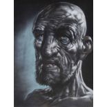 Peter Howson (1958-), Portrait of a bearded man, signed, pastel, 59.5 x 45cm.; 23.5 x 17.75in.